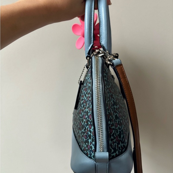 Coach Blue Satchel with Floral Charm - Picture 2 of 5